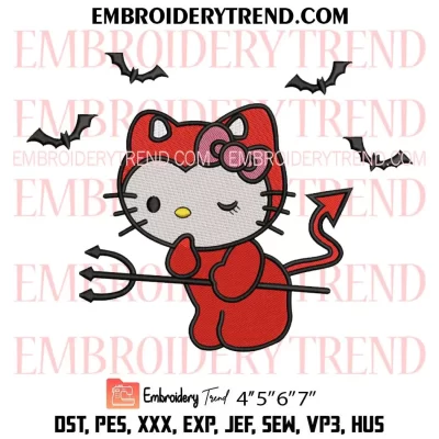 Hello Kitty Devil x Nike Embroidery Design, Kitty Devil Halloween Machine Embroidery Digitized Pes Files