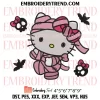 Hello Kitty With Lights Christmas Embroidery Design, Cute Kitty Merry Christmas Machine Embroidery Digitized Pes Files