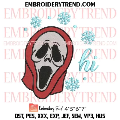 Hi Ghostface Scream Santa Embroidery Design, Welcome Christmas Machine Embroidery Digitized Pes Files