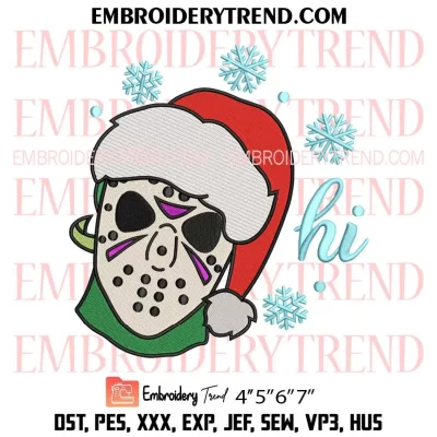 Hi Jason Voorhees Santa Embroidery Design, Welcome Christmas Machine Embroidery Digitized Pes Files