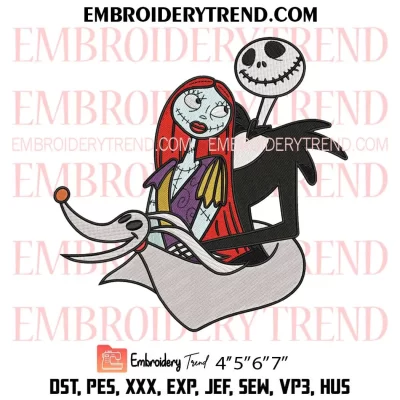 Jack Sally and Zero Embroidery Design, Nightmare Before Christmas Machine Embroidery Digitized Pes Files