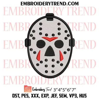 Jason Mask Embroidery Design, Horror Movie Machine Embroidery Digitized Pes Files