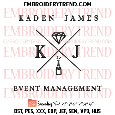 Kaden James Event Management Embroidery Design, Custom Machine Embroidery Digitized Pes