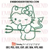 Hello Kitty Devil Valentine Embroidery Design, Cute Kitty Machine Embroidery Digitized Pes Files