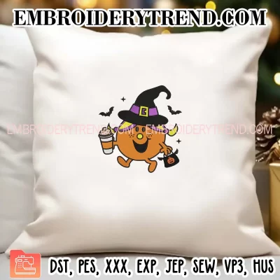 Little Miss Pumpkin Queen Embroidery Design, Funny Halloween Girls Machine Embroidery Digitized Pes Files