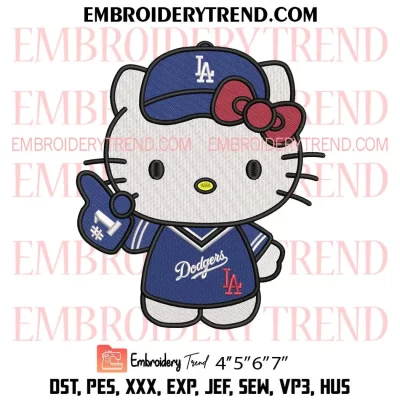 Los Angeles Dodgers Hello Kitty Embroidery Design, Dodgers Baseball Fan Machine Embroidery Digitized Pes Files