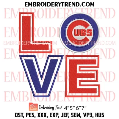 Love Chicago Cubs Embroidery Design, Baseball Fan Machine Embroidery Digitized Pes Files