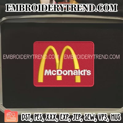 McDonalds Logo Embroidery Design, Food Drink Machine Embroidery Digitized Pes Files