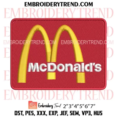 McDonalds Logo Embroidery Design, Food Drink Machine Embroidery Digitized Pes Files