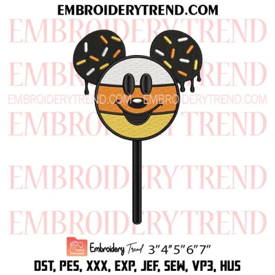 Minnie Mouse Candy Corn Embroidery Design, Candy Corn Disney Halloween Machine Embroidery Digitized Pes Files