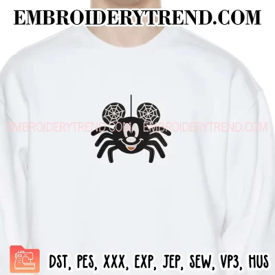 Mickey Mouse Spider Embroidery Design, Mickey Spider Disney Halloween Machine Embroidery Digitized Pes Files