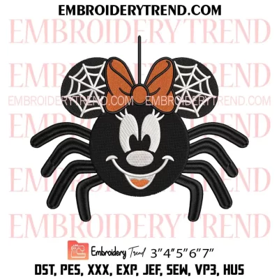 Minnie Mouse Spider Embroidery Design, Minnie Spider Disney Halloween Machine Embroidery Digitized Pes Files