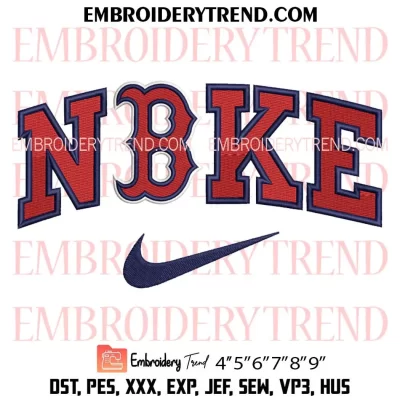 Nike Boston Red Sox Embroidery Design, MLB Logo Machine Embroidery Digitized Pes Files