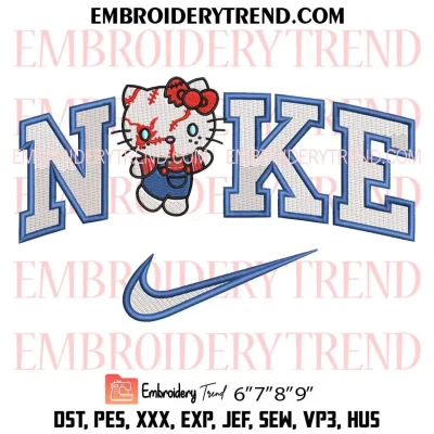 Nike Hello Kitty Jack Balloon Embroidery Design, Halloween Machine Embroidery Digitized Pes Files