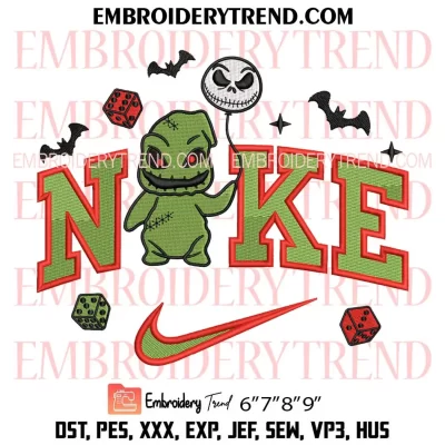 Nike Oogie Boogie Jack Balloon Embroidery Design, Movie Halloween Machine Embroidery Digitized Pes Files