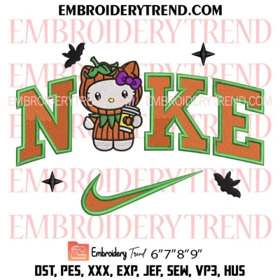 Hello Kitty Chucky x Nike Embroidery Design, Dripping Funny Halloween Machine Embroidery Digitized Pes Files