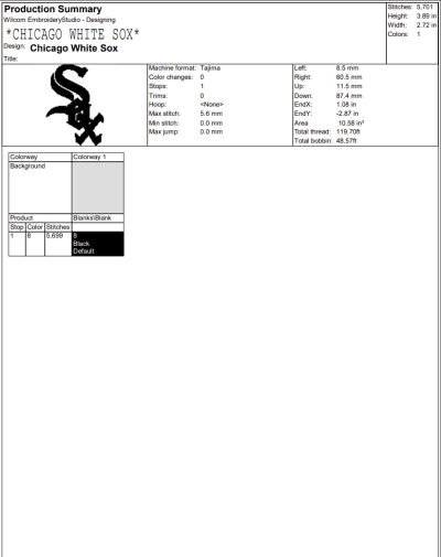 Chicago White Sox Embroidery Design, Logo Baseball Machine Embroidery Digitized Pes Files