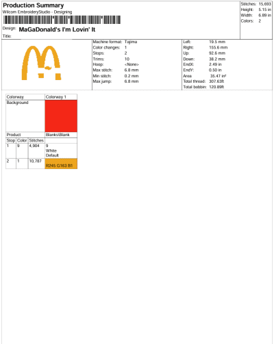 MaGaDonald’s I’m Lovin’ It Embroidery Design, Trump McDonalds Machine Embroidery Digitized Pes Files