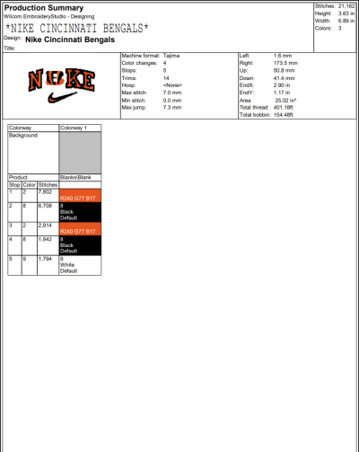 Nike Cincinnati Bengals Embroidery Design, NFL Machine Embroidery Digitized Pes Files