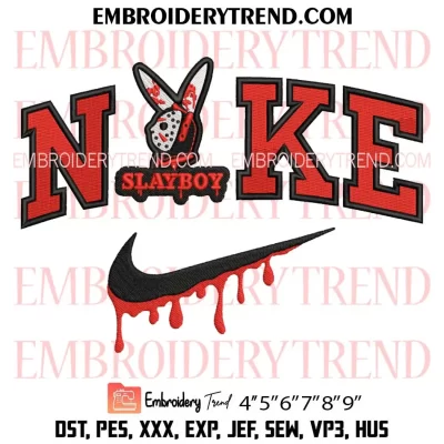 Slayboy Bunny x Nike Embroidery Design, Jason Voorhees Slayboy Halloween Machine Embroidery Digitized Pes Files