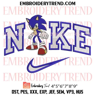 Sonic The Hedgehog x Nike Embroidery Design, Cartoon Sonic Machine Embroidery Digitized Pes Files