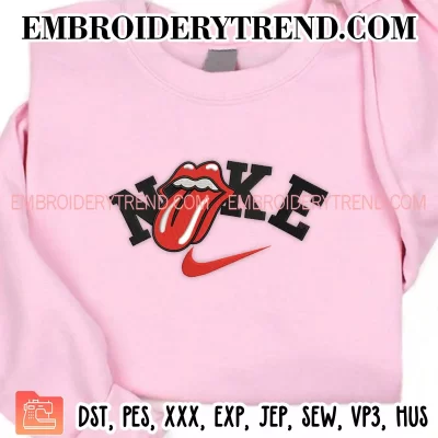 The Rolling Stones x Nike Embroidery Design, Tougue Lips Machine Embroidery Digitized Pes Files