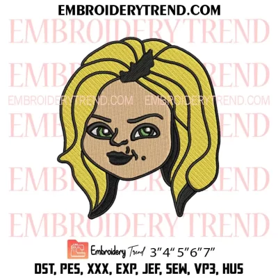 Tiffany Face Embroidery Design, Horror Movie Halloween Machine Embroidery Digitized Pes Files