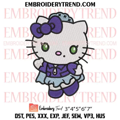 Tiffany Kitty Halloween Embroidery Design, Hello Kitty Tiffany Horror Machine Embroidery Digitized Pes Files