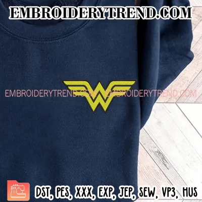 Wonder Woman Logo Embroidery Design, Marvel Movie Machine Embroidery Digitized Pes Files