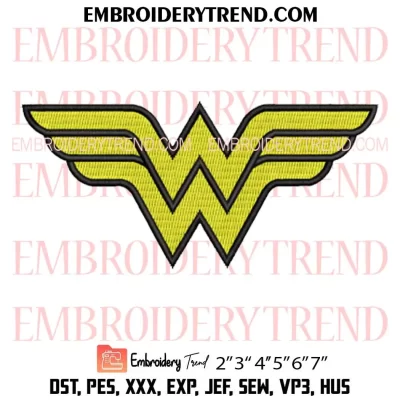 Wonder Woman Logo Embroidery Design, Marvel Movie Machine Embroidery Digitized Pes Files