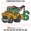 7th Birthday Tow Truck Dinosaur Embroidery Design, Seven Year Old Kids Birthday Machine Embroidery Digitized Pes Files