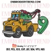 Bundle Kids Birthday Tow Truck Dinosaur Embroidery Design, Kids Birthday Gift Machine Embroidery Digitized Pes Files