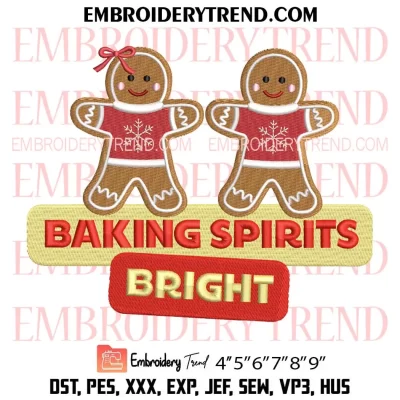 Baking Spirits Bright Embroidery Design, Christmas Cookie Machine Embroidery Digitized Pes Files