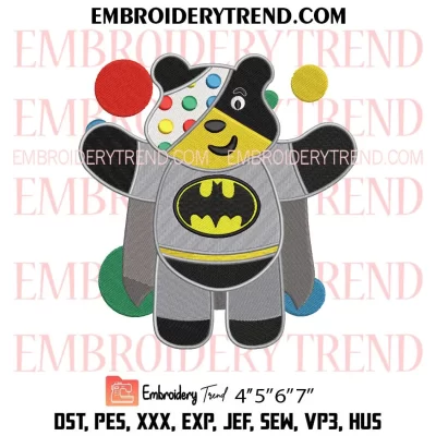 Batman Pudsey Bear Embroidery Design, Children in Need Spotty Bear Machine Embroidery Digitized Pes Files