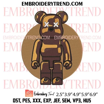 Bearbrick Brown Embroidery Design, Bearbrick Toy Machine Embroidery Digitized Pes Files