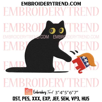 Black Cat Vote Embroidery Design, Black Cat vs Elephant Trump Machine Embroidery Digitized Pes Files