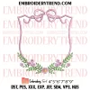 Floral Leaf With Crown Monogram Frame Embroidery Design, Frame Banner Machine Embroidery Digitized Pes Files