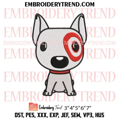 Bullseye Target Dog Embroidery Design, Cute Dog Lovers Machine Embroidery Digitized Pes Files