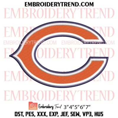 Chicago Bears Embroidery Design, NFL Logo Machine Embroidery Digitized Pes Files