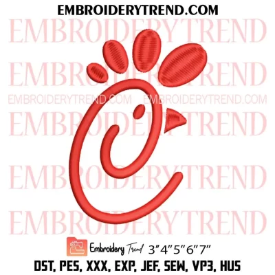 Chick Fil A Chicken Embroidery Design, Chick Fil A Logo Machine Embroidery Digitized Pes Files