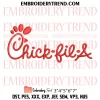 Chick Fil A Chicken Embroidery Design, Chick Fil A Logo Machine Embroidery Digitized Pes Files