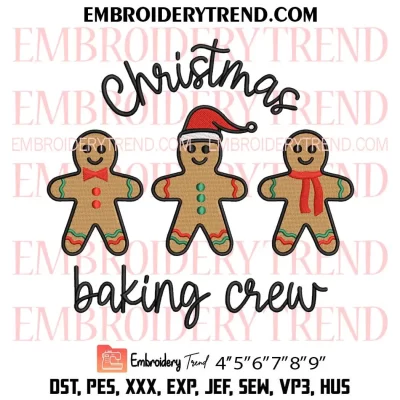 Christmas Baking Crew Embroidery Design, Christmas Gingerbread Machine Embroidery Digitized Pes Files