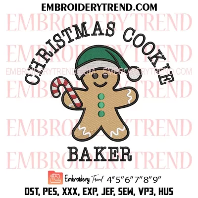 Christmas Cookie Baker Embroidery Design, Christmas Funny Machine Embroidery Digitized Pes Files