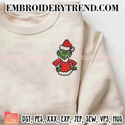 Christmas Grinch Boy Embroidery Design, Grinch Hat Machine Embroidery Digitized Pes Files