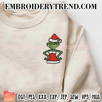 Christmas Grinch Girl Embroidery Design, Grinch Hat Machine Embroidery Digitized Pes Files