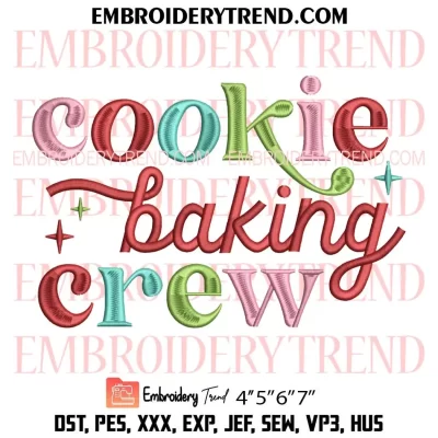 Cookie Baking Crew Retro Embroidery Design, Baker Christmas Machine Embroidery Digitized Pes Files