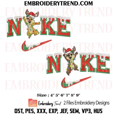 Couple Nike Dale and Chip Christmas Embroidery Design, Disney Christmas Bundle Machine Embroidery Digitized Pes Files