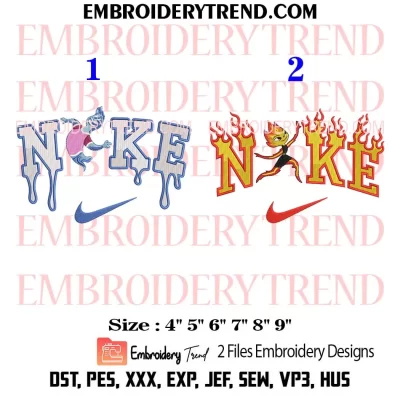 Couple Nike Ember and Wade Embroidery Design, Bundle Elemental Disney Machine Embroidery Digitized Pes Files