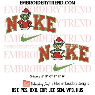 Couple Nike Grinch Christmas Embroidery Design, Christmas Bundle Machine Embroidery Digitized Pes Files