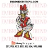 Donald Duck Christmas Lights Embroidery Design, Santa Donald Duck Disney Machine Embroidery Digitized Pes Files